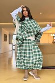 Roberta Plaid Brushed Cotton Balloon Hem Skirt Clover